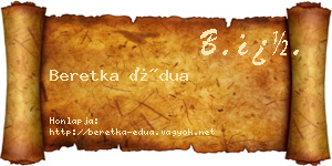 Beretka Édua névjegykártya